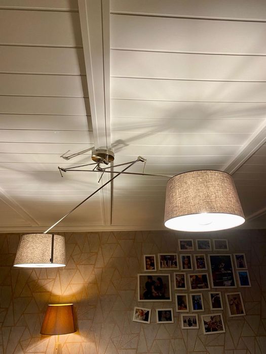 Duza lampa wiszaca regulowana podwójna szara
