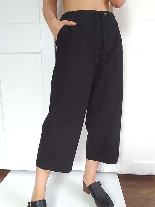 True vintage bawełniane spodnie czarne z haftem  L XL 40 42 jak nowe