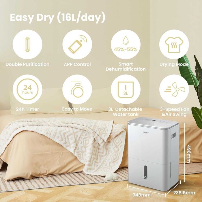 Осушувач очищувач повітря COMFEE ' Easy Dry 16 л/день, 4 режими