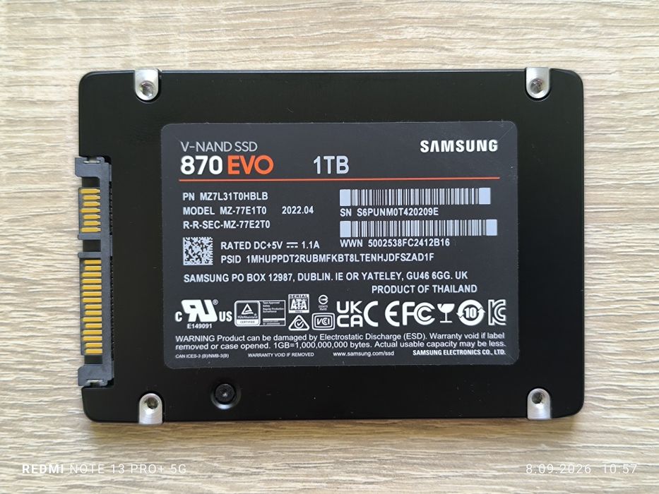 SSD Samsung 870EVO 1TB SATA 2.5"