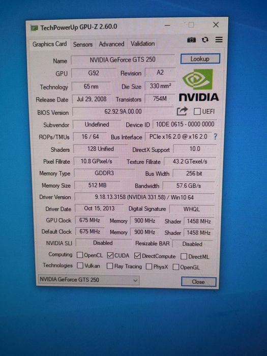 Продам відеокарту GTS 250 512 МБ