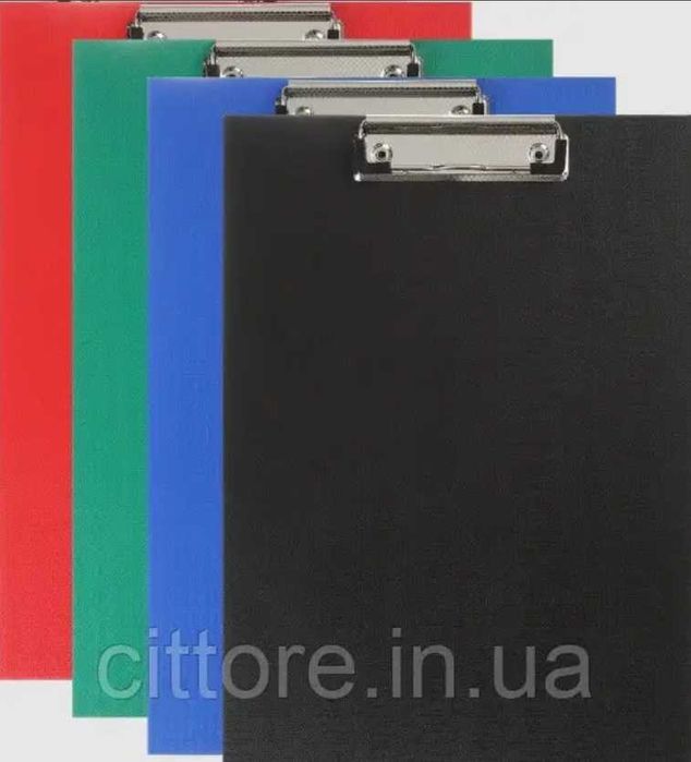 Планшет А4 с зажимом Клипборд ПВХ, В наличии 4 цвета.