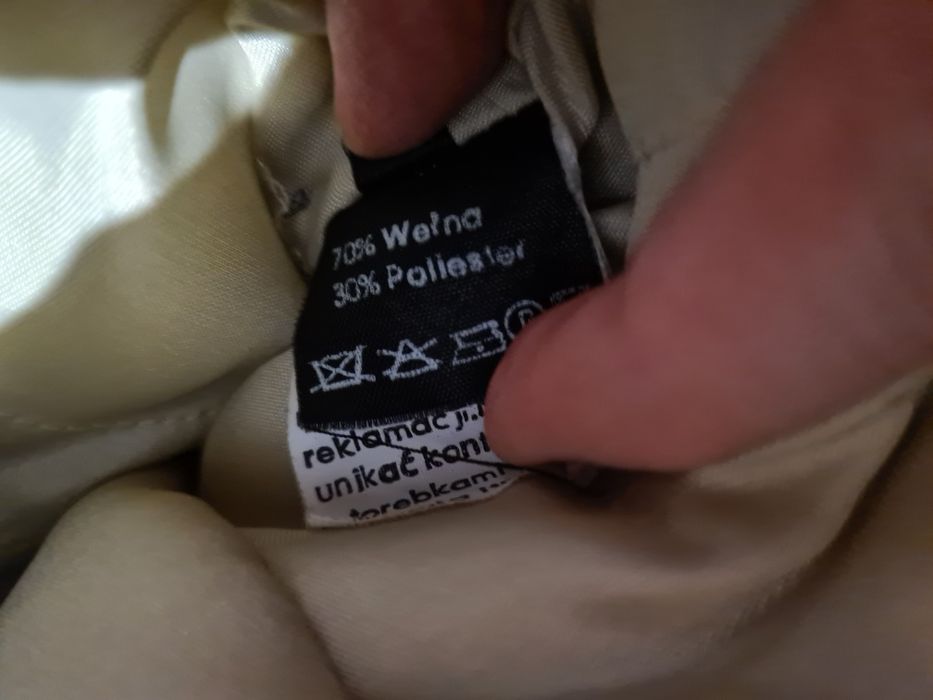 Beżowy wełniany płaszcz Tiara r.40 M/L