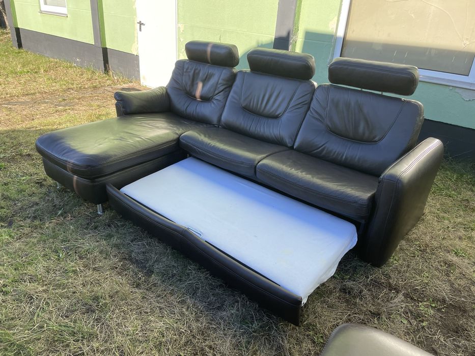 Шкіряний розкладний кутовий диван, привезений з Швейцарії