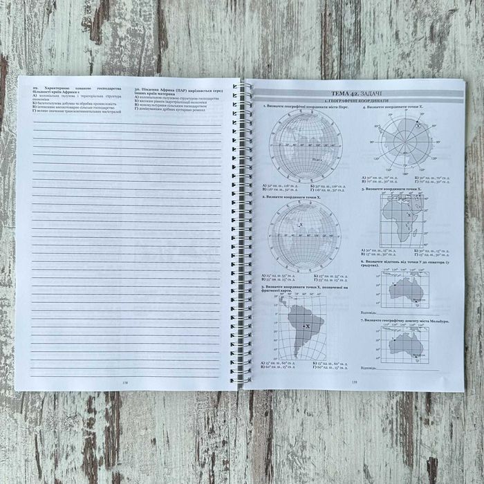 Повний комплект з географії теорія + практика + картки, НМТ ЗНО 2026