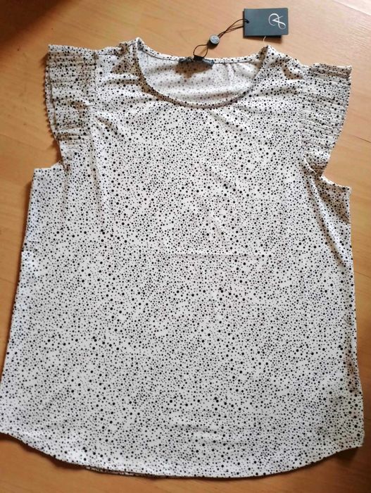 nowa bluzka krem w czarne kropki 40-L*Adrianna Papell*