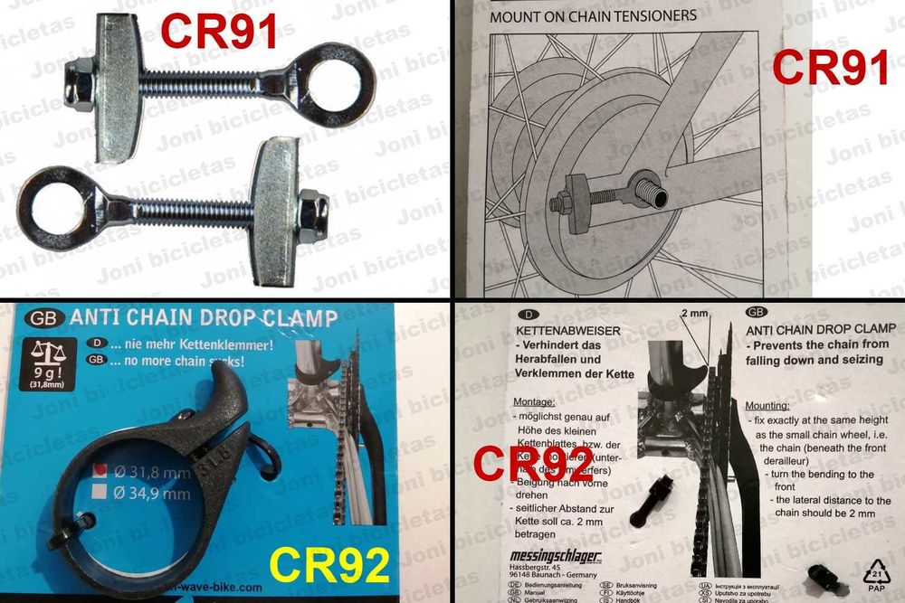 Esticador de corrente e abraçadeira anti-queda de corrente