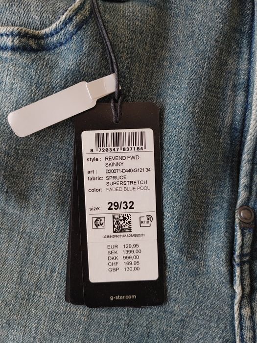 Calças G-Star RAW Revend Skinny 29W/32L Novas!