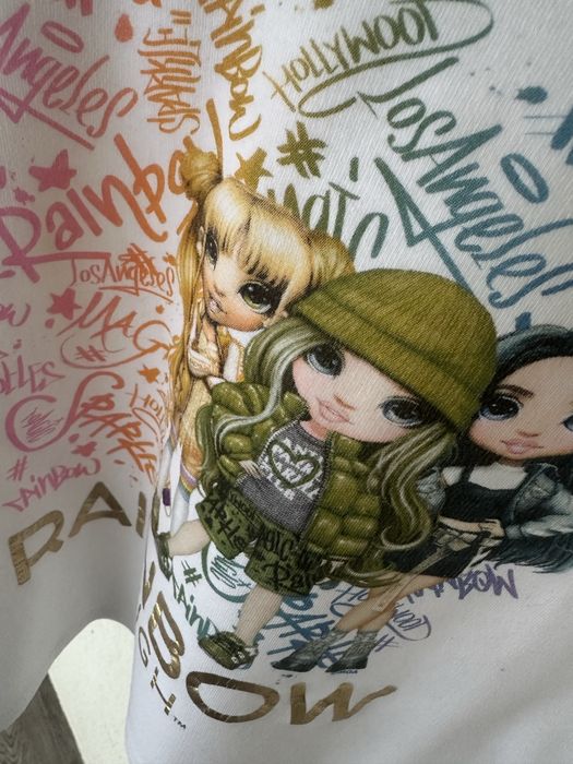 Biała bluzka długi rękaw / longsleeve George 122 / 128 Rainbow High