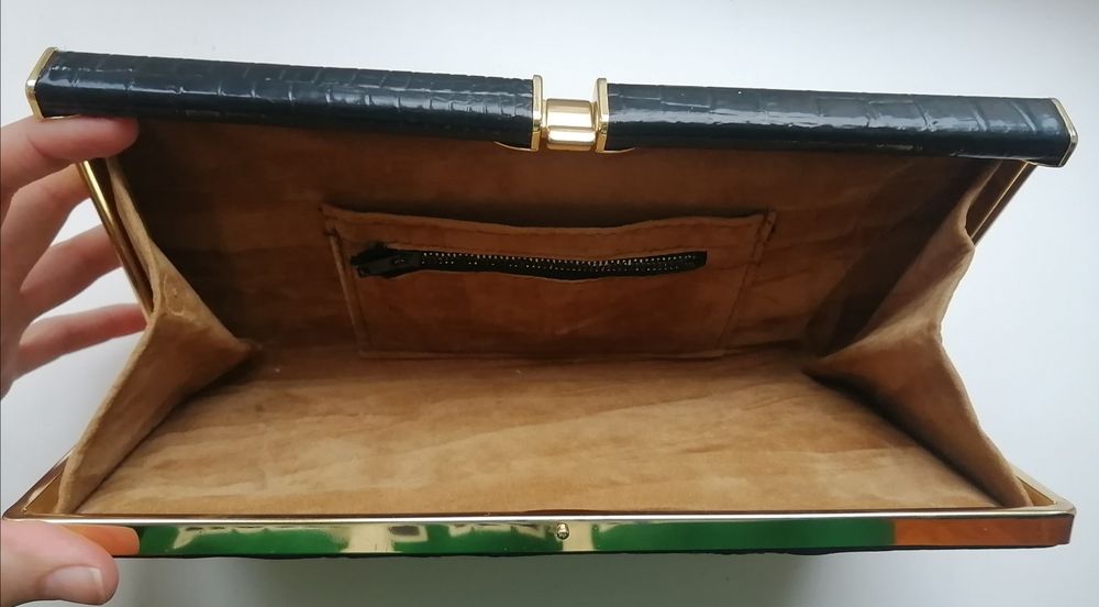 Клатч винтажный под крокодила сумка вінтажна синяя