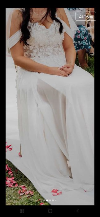 Suknia ślubna, rozmiar M/L, gorsetowa, muślinowa