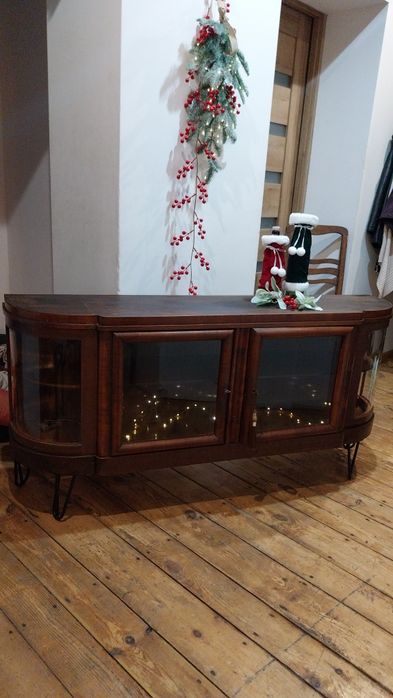 Retro komoda przedwojenna drewniana vintage witryna barek loft vintage