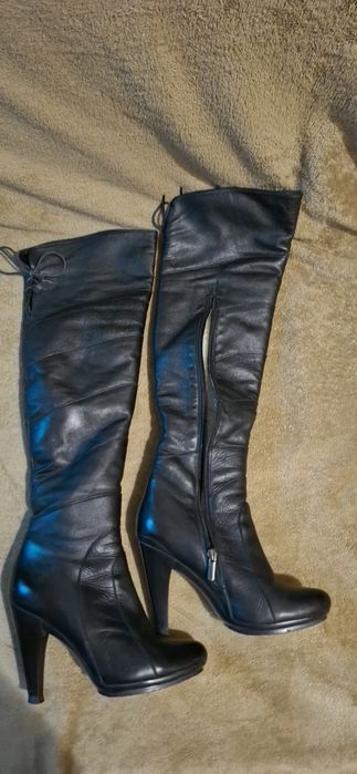 Жіночі  ботфорди натуральна замша та кожані