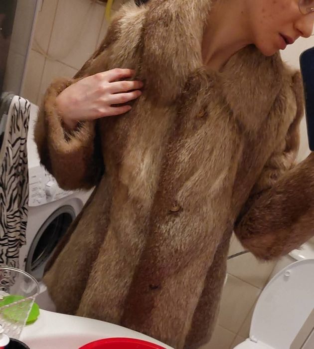 Krótkie futro naturalne z nutrii VINTAGE kurtka PRL rozmiar S stan bdb