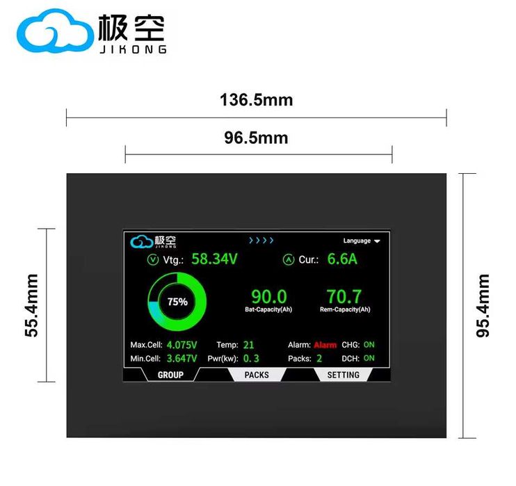 JK BMS сенсорний дисплей LCD 4.3  V19 — екран для Jikong BMS з UART