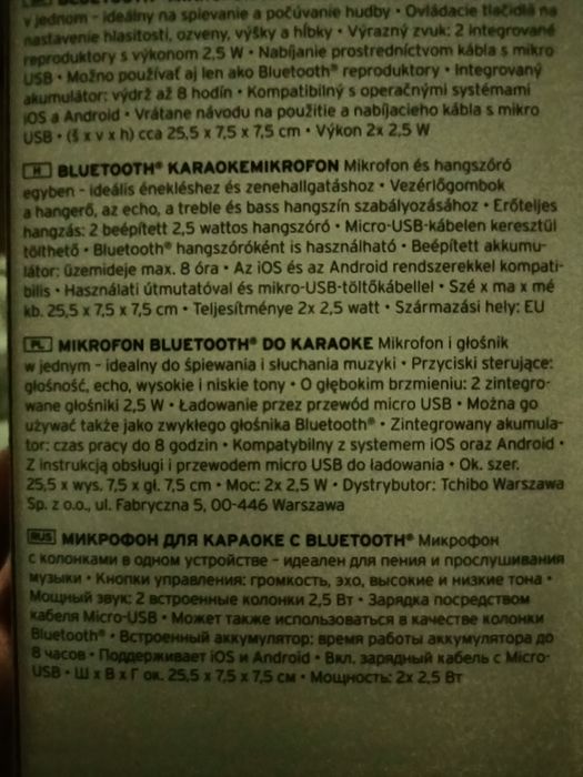 Mikrofon bluetooth, karaoke, srebrny