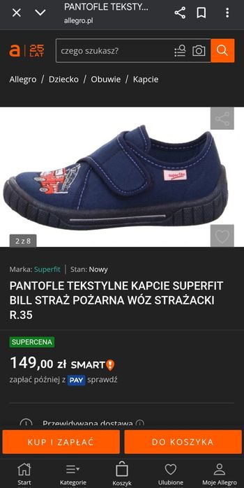 Kapcie 35 Superfit 23 cm NOWE