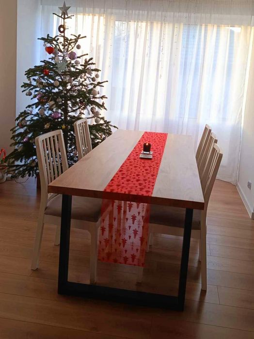 Stół dębowy 110x240 podstawa okrągła tuba, nogi loft meble