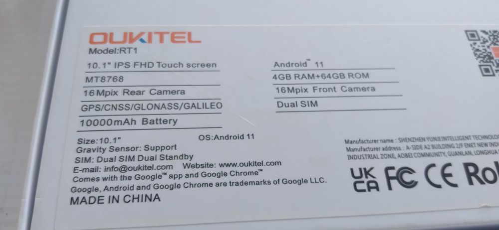 Захищений планшет Oukitel RT1 / 10.1" (1920x1200) IPS Touch /4 GB DDR4 / 64 GB eMMC