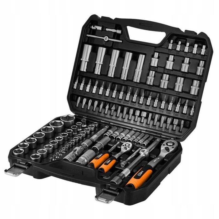 NOWY Zestaw KLUCZY NASADOWYCH Walizka 110e 1/2" 1/4" Torx Bity Satyna