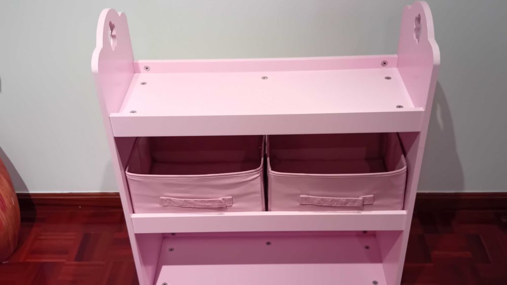 Estante Vertbaudet Infantil – 3 Níveis + 2 Cestos Rosa