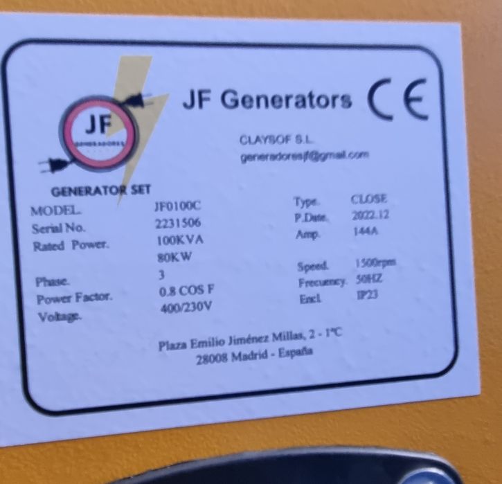 Дизельгенератор JF0100C 100ква Cummins ( Іспанія)