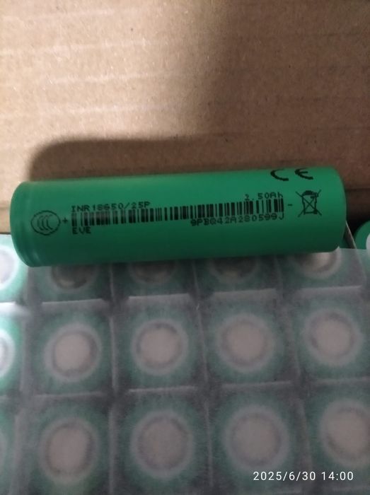 Высокотоковый аккумулятор INR18650 EVE-25P 2500mAh 20A 2024год.