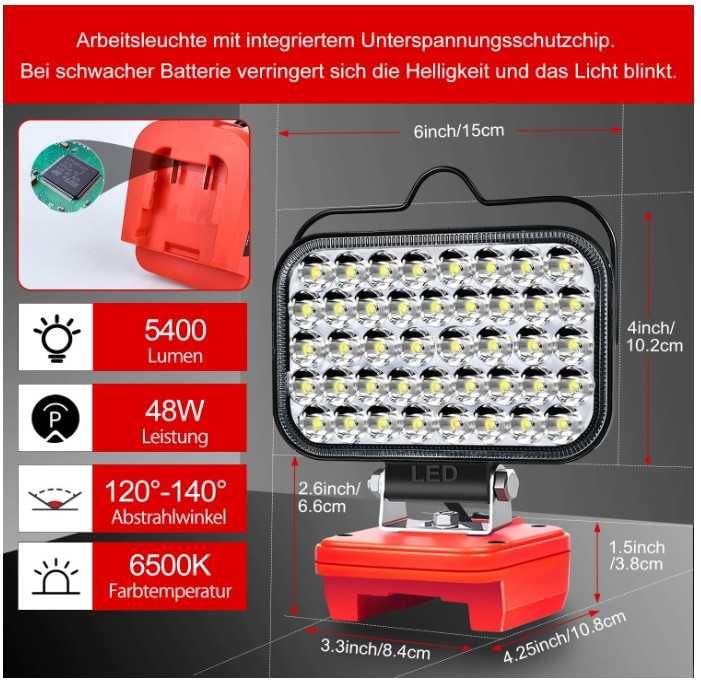 Bezprzewodowa lampa robocza led pod akumulator Milwaukee 18V