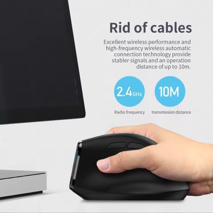 Mysz Bezprzewodowa gamingowa ergonomiczna pionowa z podświetlaniem