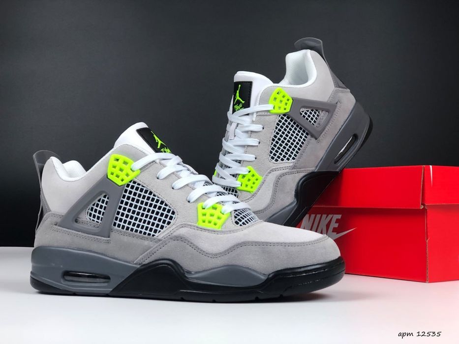 SALE! Nike Air Jordan Retro 4 Grey/Green 40 41 42 43 44 45