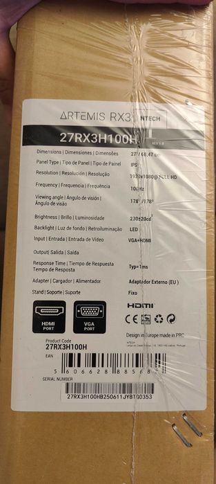 Monitor 27P IPS Ntech RX3 FHD 100HZ 1MS VGA + HDMI novo e selado