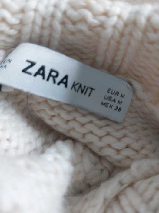 ZARA sweter w warkoczowy splot roz. M wełna!
