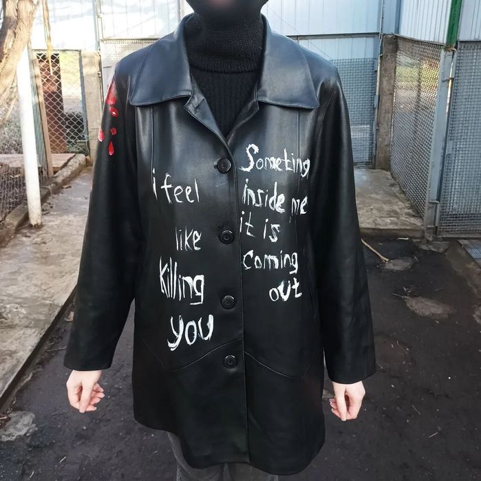 Кастомный кожаный плащ Cannibal corpse, rock, metall