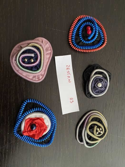 Broszki handmade z suwaków unikat zestaw 63