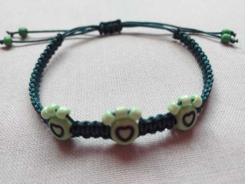 Pulseira Patinhas de Pet em Verde Claro e Verde Escuro