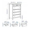 IKEA HEMNES Komoda, 6 szuflad, szara bejca 108x131