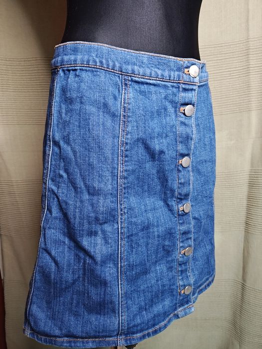 Modna Dżinsowa Spódnica A-linia H&M | Guziki Przód | Denim / Vintage S