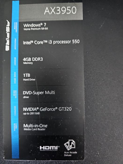 Komputer stacjonarny Acer Aspire X3 AX3950, Intel Core i3