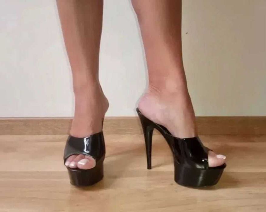 24/ ODRĘKI 37 czarne szklanki klapki szpilki gogo pole exotic dance