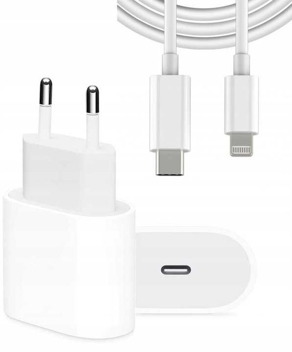 Kostka Ładowarka UBC typu C + 2 Kable 1m USBC/Lightning i 1m USB-A/Lig