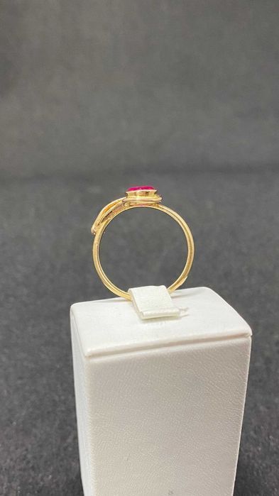 Złoty Pierścionek z różowym kamieniem 14ct 583, 2,70g, rozmiar: 16