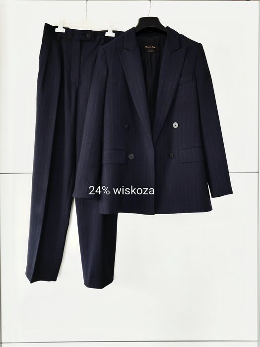 Garnitur damski Massimo dutti 36 S granatowy navy w prążek paski wiskozowy
