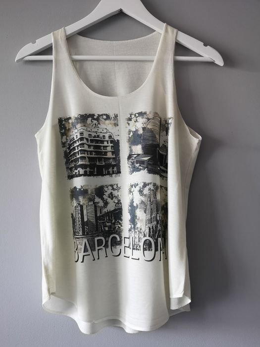 Koszulka Barcelona, koszulka kremowa, bluzka damska