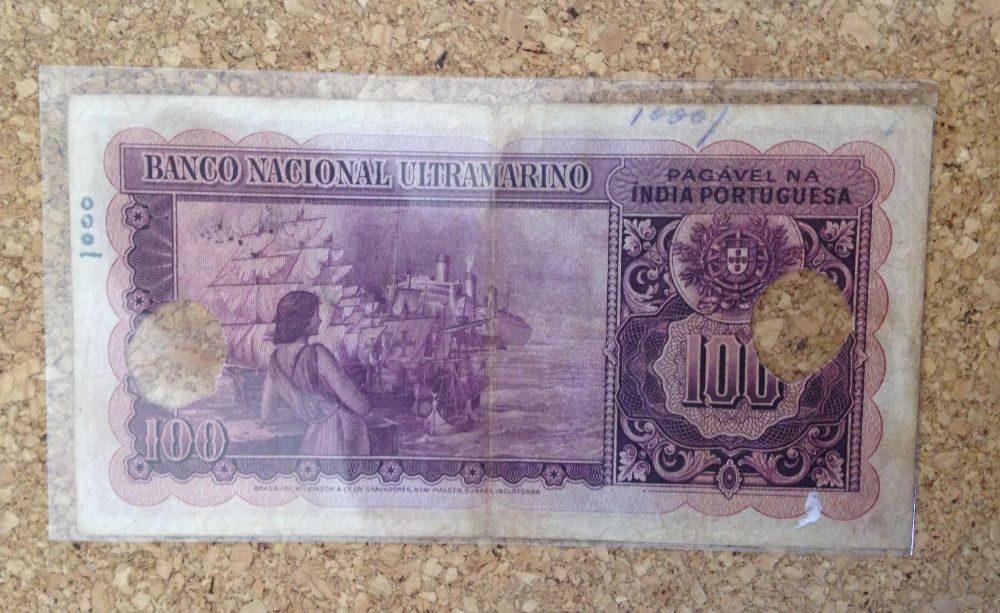Nota 100 Rupias 1945 Índia Portuguesa
