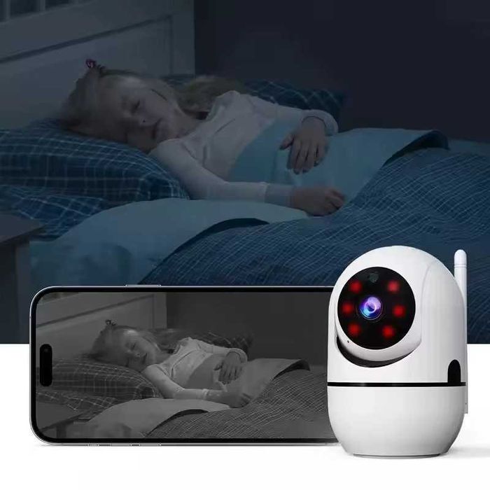 2 Câmaras de segurança doméstica inteligente, panorâmica 360° com PTZ