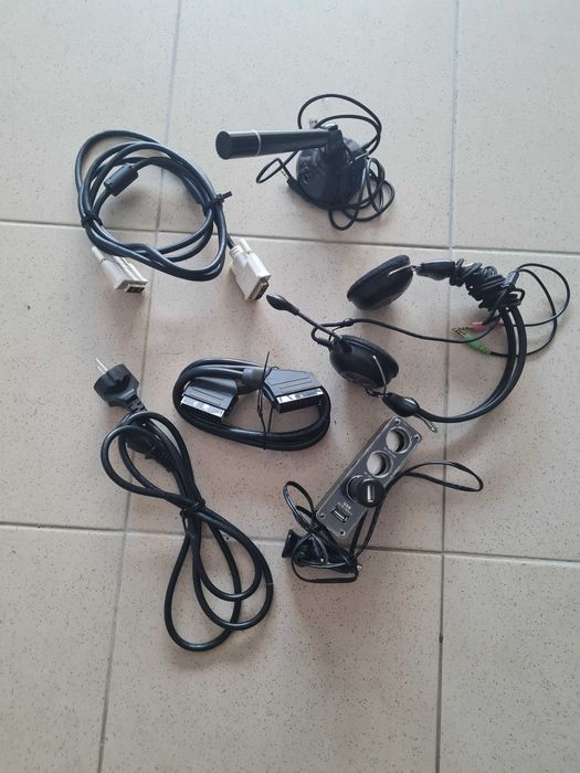 Sprzedam słuchawki, mikrofon, kabel euro, rozdzielacz