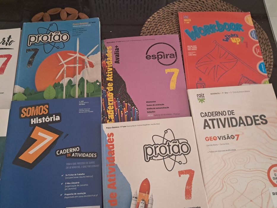 Livros cadernos fichas 7 ano