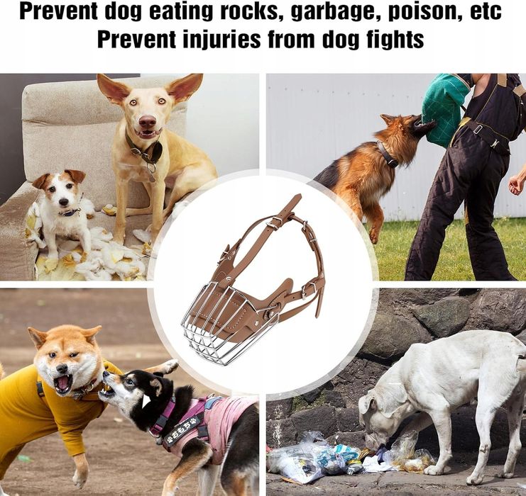 Kaganiec dla psa metalowy brązowy rozmiar L