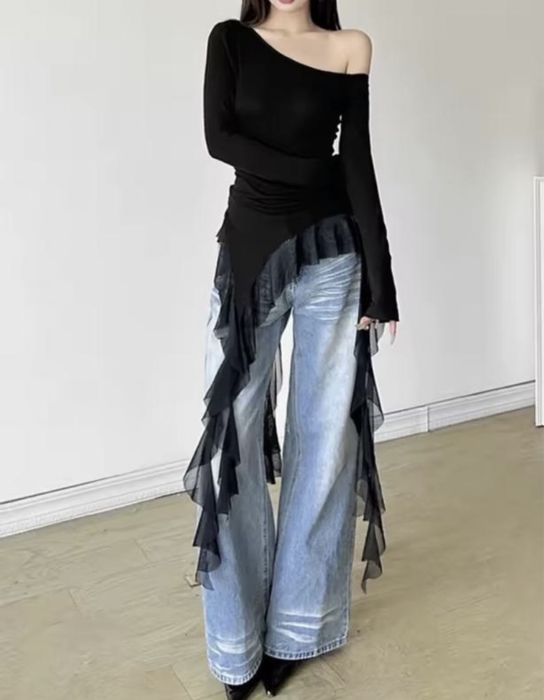 Топ медуза асимметричное плечо  y2k готика гранж S, M рр