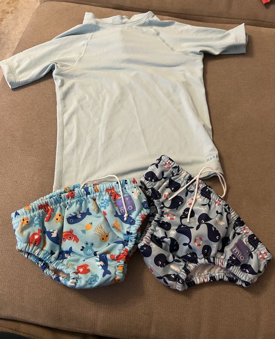 Conjunto duas cueca banho Bambino Mio e camisola solar
